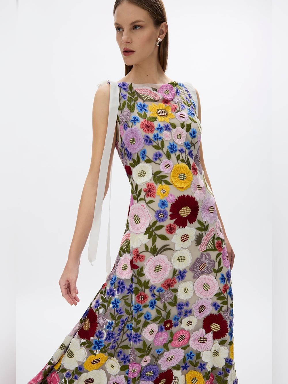 NWT Rachel Gilbert Nya Gown Hand Embroidered Dress Size US6 - Picture 4 of 17